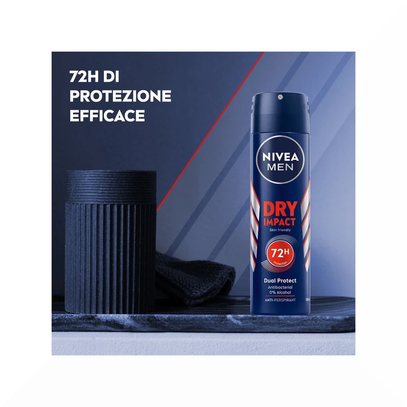 Nivea Men Dry Impact Deodorante Spray Uomo Per 72h Di Protezione Antitraspirante 150ml
