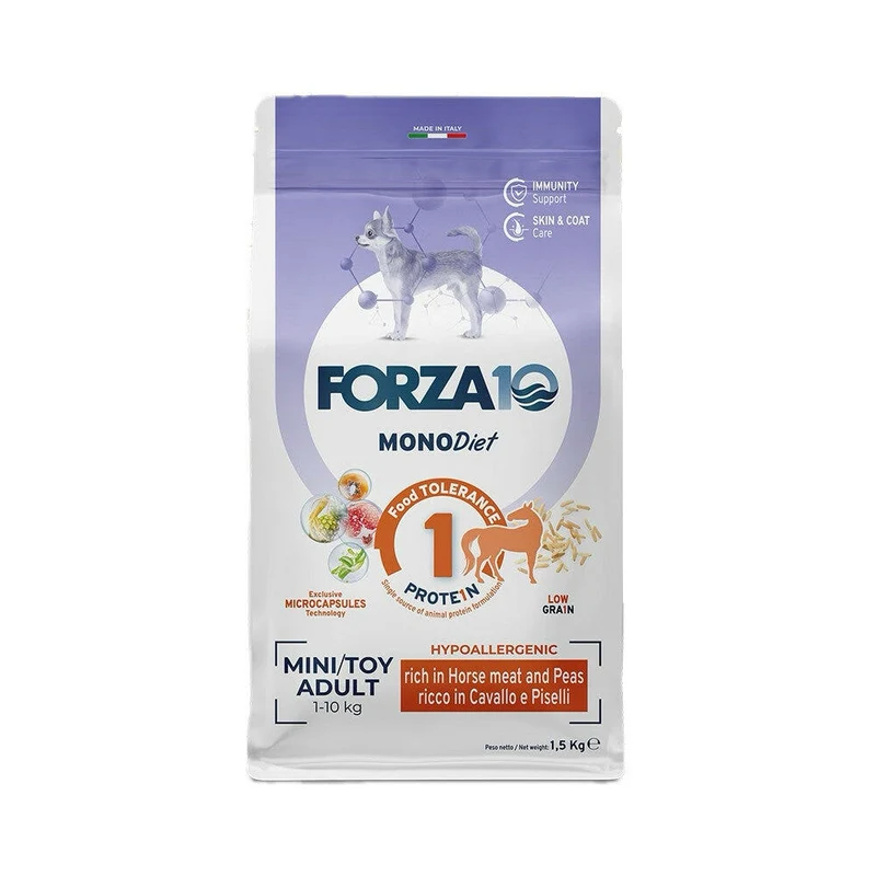 Forza10 Mini Toy Diet Crocchette Al Cavallo E Piselli Per Cani Taglia Piccola Sacco 1,5kg