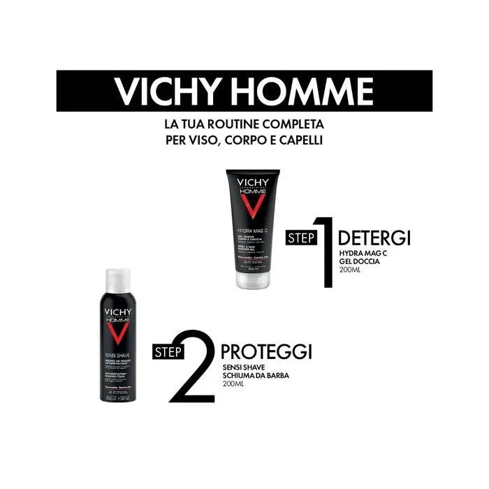 Vichy Cofanetto Regalo Natale Uomo Hydra Mag C Gel Doccia 200ml + Sensi Shave Schiuma da Barba 20ml