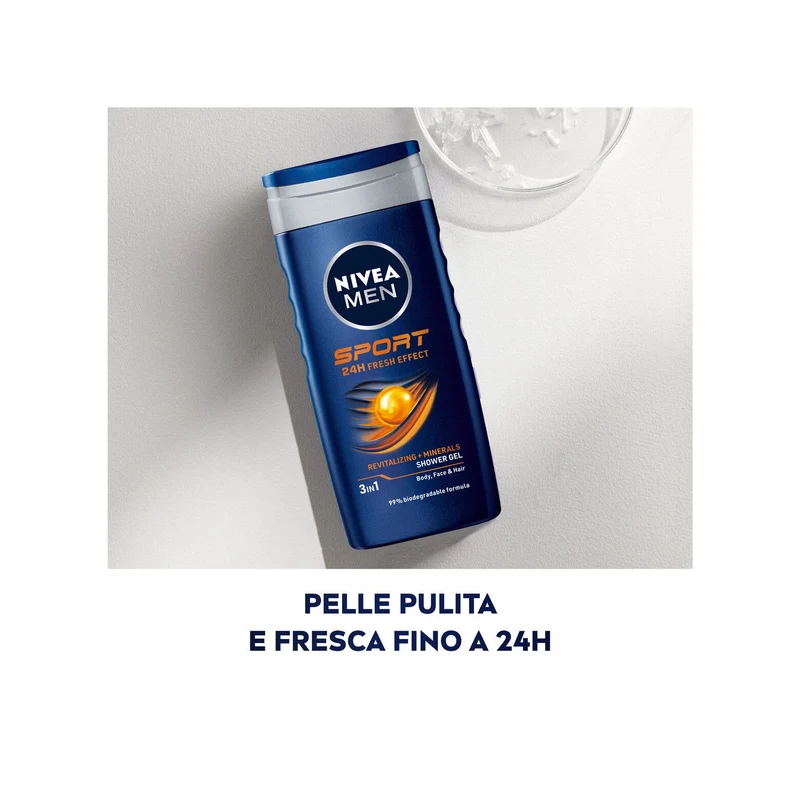 Nivea Men Doccia Shampoo Sport Docciaschiuma Uomo Rivitalizzante Per Viso Corpo E Capelli 250ml