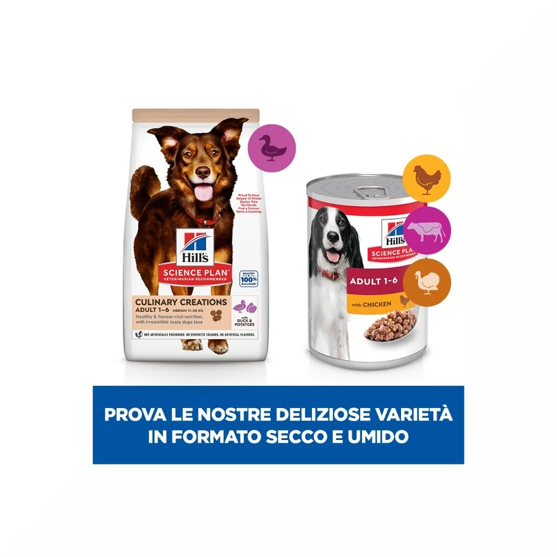 Hill's Science Plan Culinary Creations Adult Crocchette Con Anatra E Patate Per Cani Taglia Media Sacco 2,5 Kg