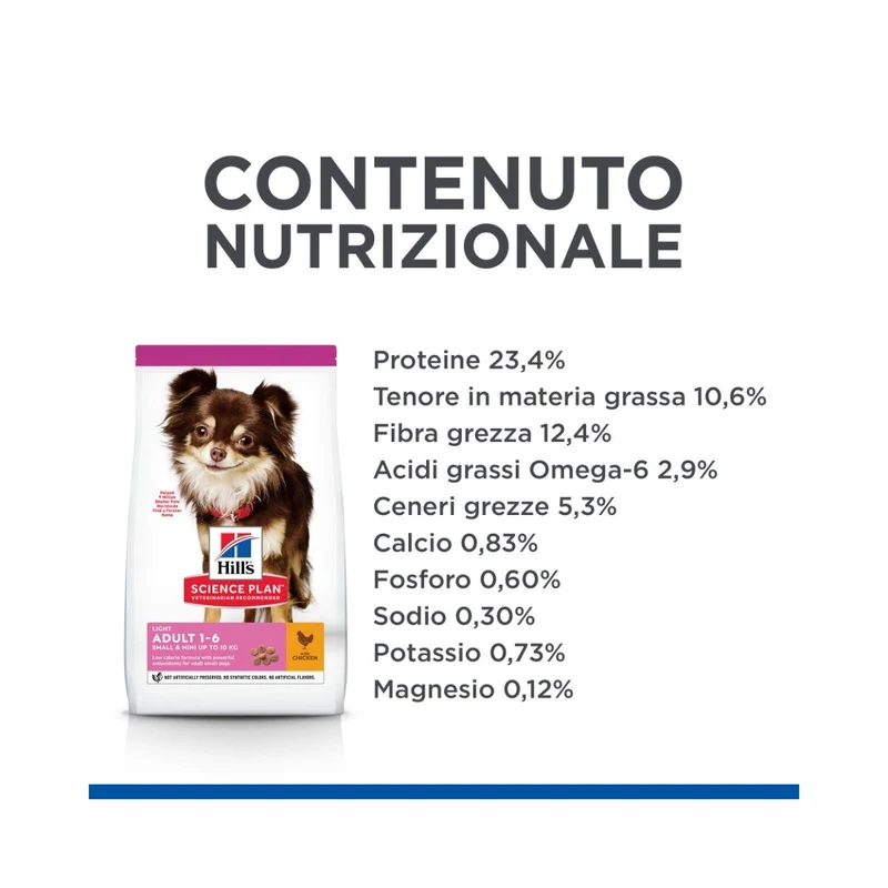 Hill's Science Plan Light Small & Mini Adult Crocchette Con Pollo Per Cani Sacco 6 Kg