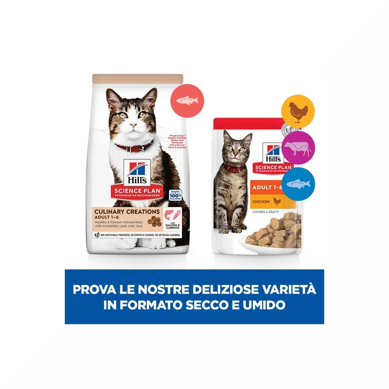 Hill's Science Plan Culinary Creations Medium Adult Crocchette per Gatti con Salmone E Carote 1,5Kg