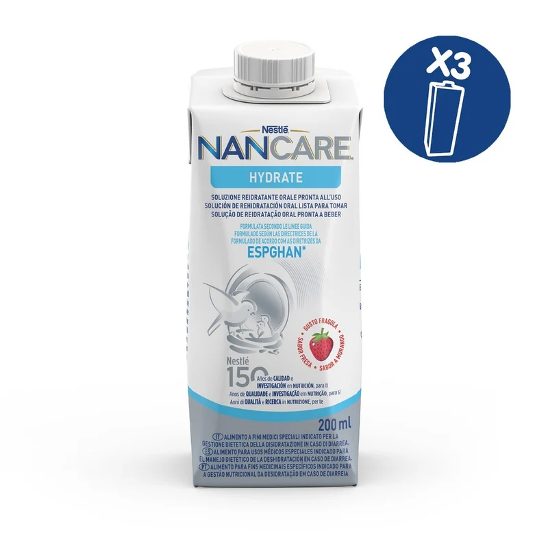 Nestlé Nancare Hydrate Alimento A Fini Medici Speciali Alla Fragola 3 Brick Da 200ml