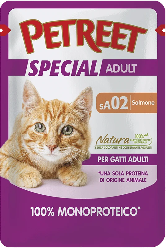 Petreet Monoproteico Salmone Cibo Umido Gatto Adulto Bustina 70g
