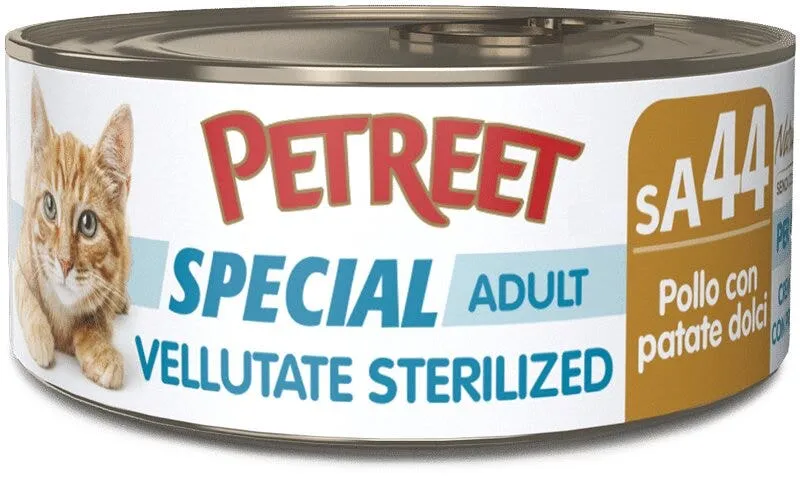 Petreet Vellutate Pollo Con Patate Cibo Umido Gatto Sterilizzato Barattolo 70g