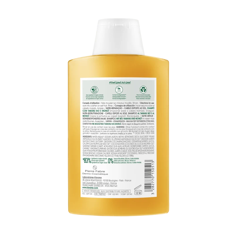 Klorane Shampoo Nutritivo Tamanu Bio E Monoï 200ml