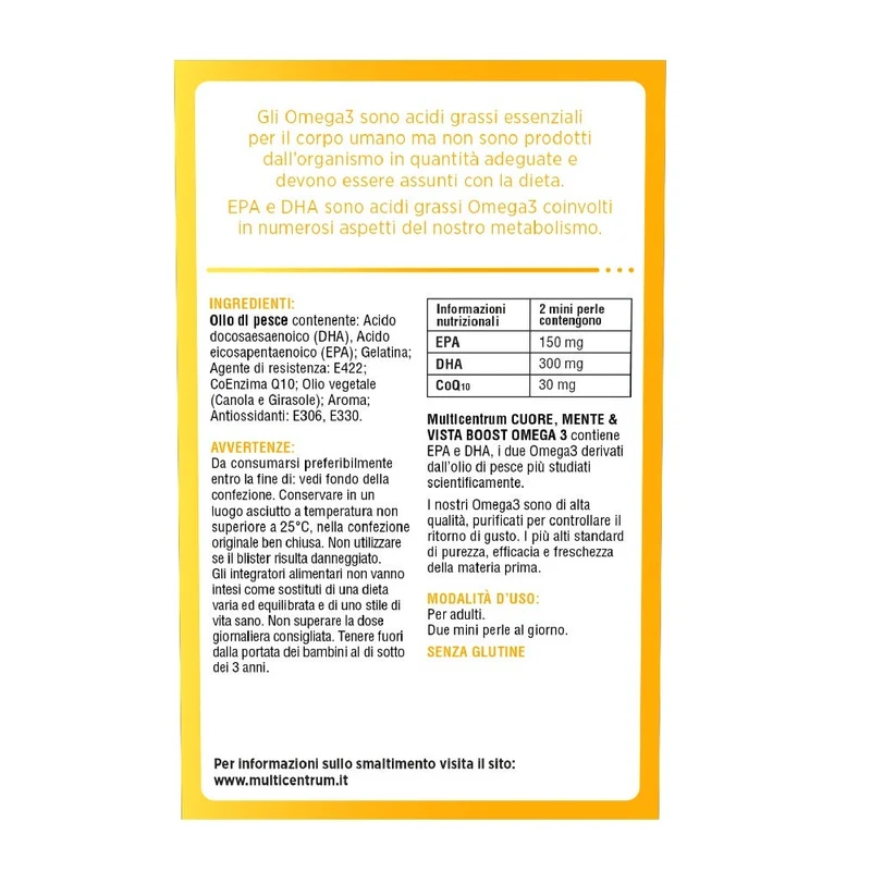Multicentrum Cuore Mente Vista Boost Omega3 120 Mini Perle