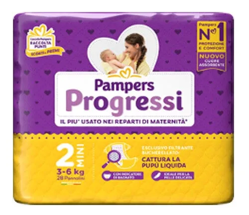 Pampers Progressi Taglia 2 Mini (3-6 kg) 28 Pezzi