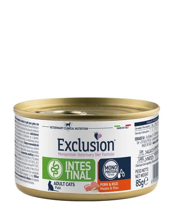 Exclusion Monoprotein Vet Diet Intestinal Cat Pork & Rice 85g