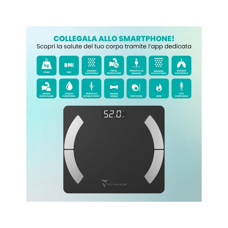 Techmade Bilancia Smart Digitale Black