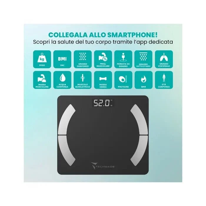 Techmade Bilancia Smart Digitale Black