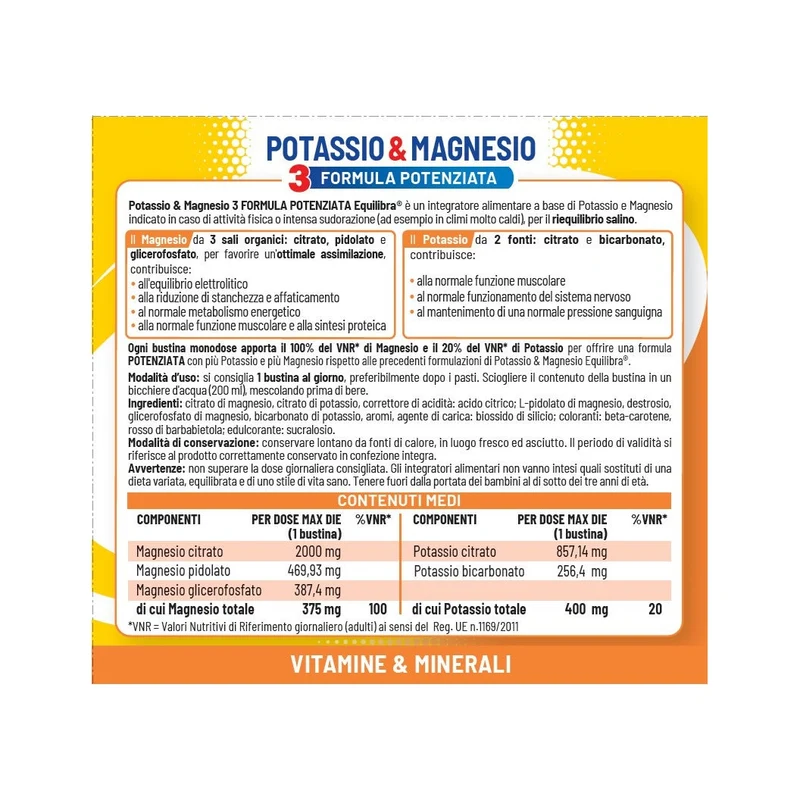 Equilibra Potassio & Magnesio 3 Sali 20 Bustine