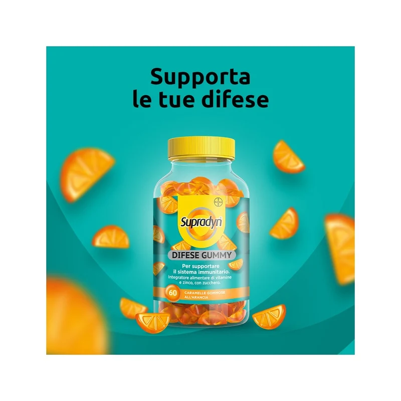 Supradyn Difese Gummy Integratore Difese Immunitarie Vitamina C Vitamina D e Zinco 60 Caramelle