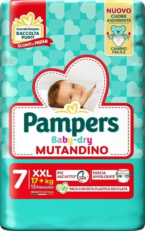 Pampers Babydry Mutandino Taglia 7 XXL (17+ Kg) 13 Pezzi