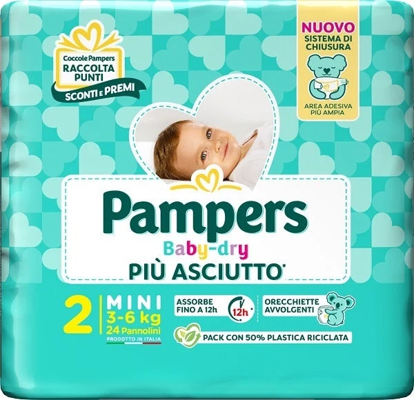 Pampers Babydry Taglia 2 Mini (3-6 Kg) 24 Pezzi
