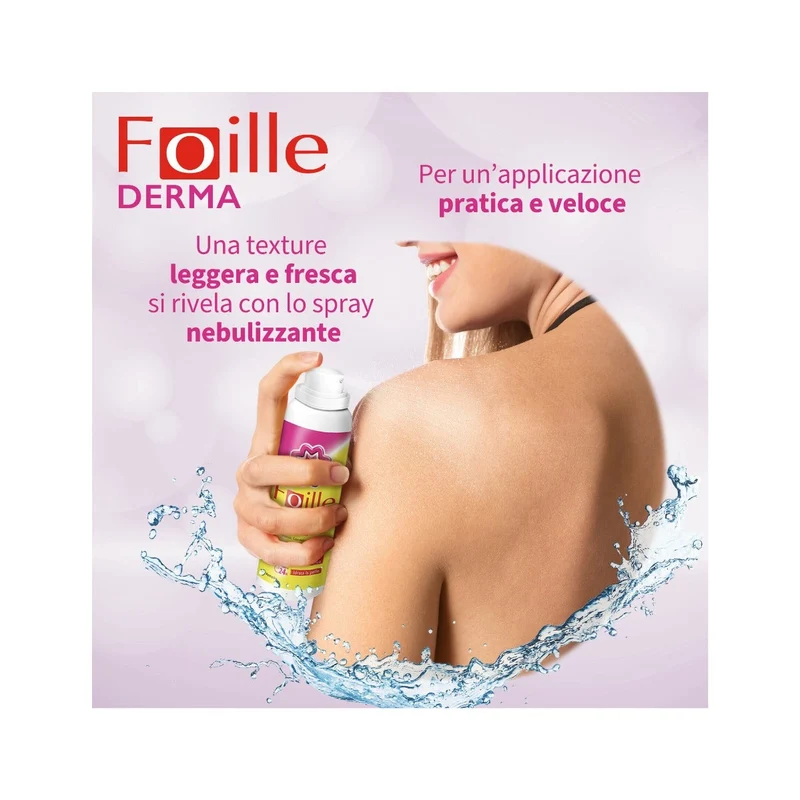 Foille Derma Spray riparatore cutaneo, doposole per pelle arrossata e secca, erogazione anche sottosopra 150ml