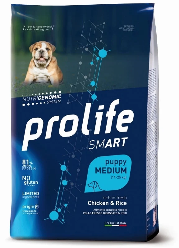Prolife Dog Smart Chicken & Rice Cibo Secco Per Cani Cuccioli Taglia Media Sacco 10 Kg