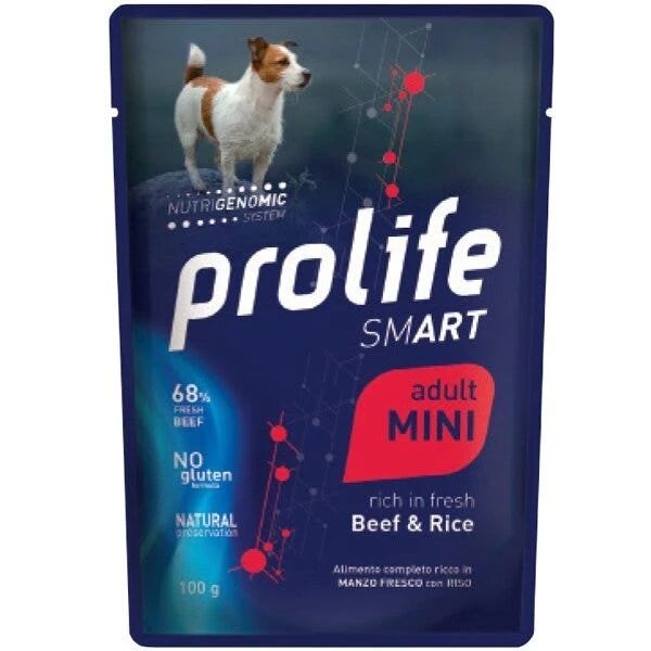 Prolife Smart Manzo Fresco Con Riso Cibo Umido Per Cani Adulti Taglia Piccola Bustina 100g