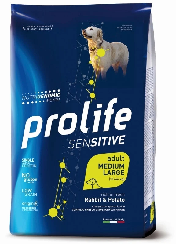 Prolife Dog Sensitive Rabbit & Potato Cibo Secco Per Cani Adulti Taglia Media/Grande Sacco 10 Kg