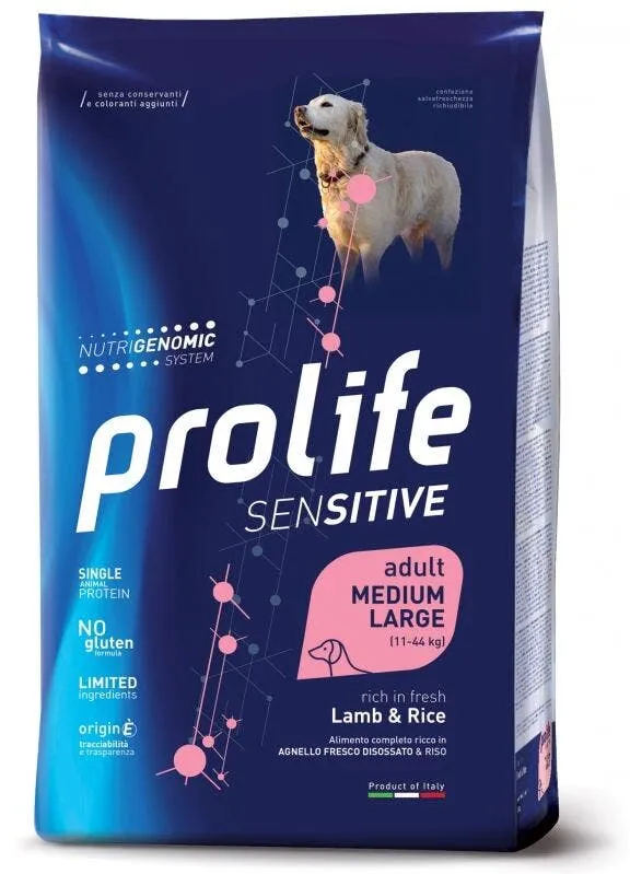 Prolife Dog Sensitive Lamb & Rice Cibo Secco Per Cani Adulti Taglia Media/Grande Sacco 10 kg