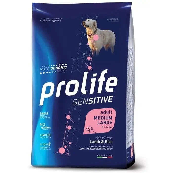 Prolife Dog Sensitive Lamb & Rice Cibo Secco Per Cani Adulti Taglia Media/Grande Sacco 10 kg