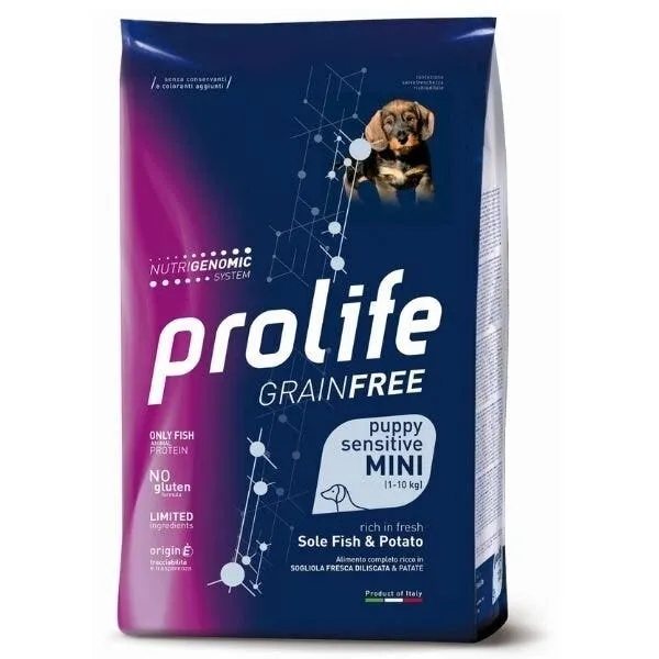 Prolife Grain Free Sensitive Sole Fish & Potato Cibo Secco Per Cani Cuccioli Taglia Piccola Sacco 600g