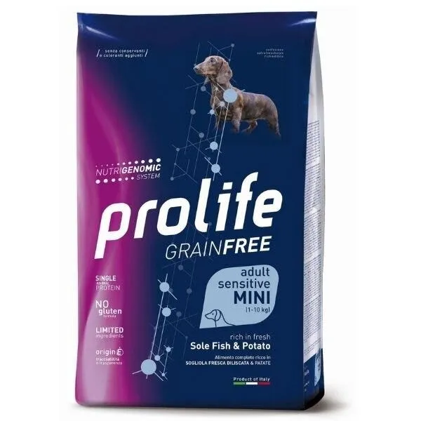 Prolife Grain Free Adult Sensitive Sole Fish & Potato Cibo Secco Per Cani Taglia Piccola Sacco 2Kg