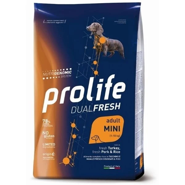 Prolife Dog Dual Fresh Adult Mini Turkey Pork & Rice 7Kg