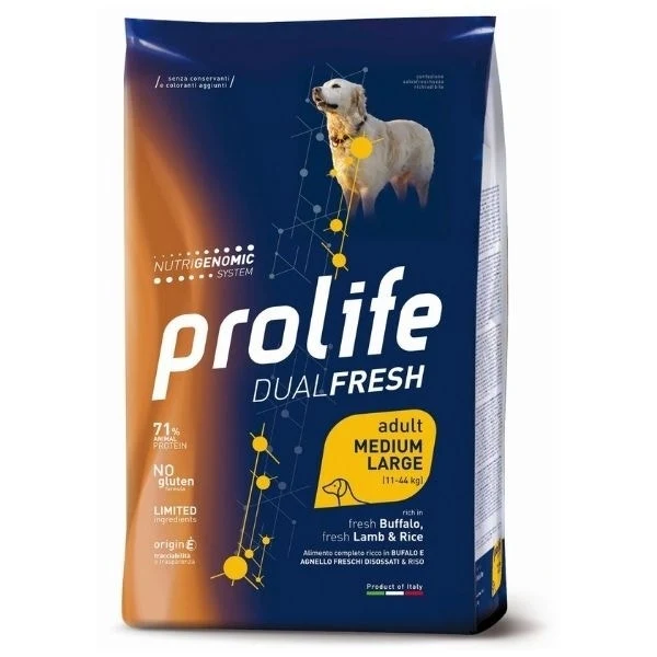 Prolife Dog Dual Fresh Adult Medium/Large Buffalo Lamb & Rice 2,5Kg