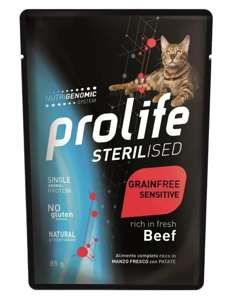 Prolife Sterilised Cat Grainfree Sensitive Cibo Umido Manzo Per Gatti Adulti 85g