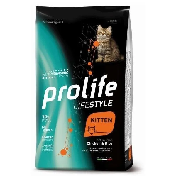 Prolife Lifestyle Pollo Fresco Disossato E Riso Cibo Secco Per Gattini Sacco 1,5kg