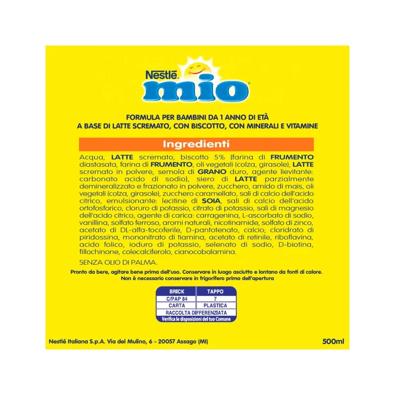 Nestlé Mio Latte Di Crescita Con Biscotto Liquido Brick 500ml