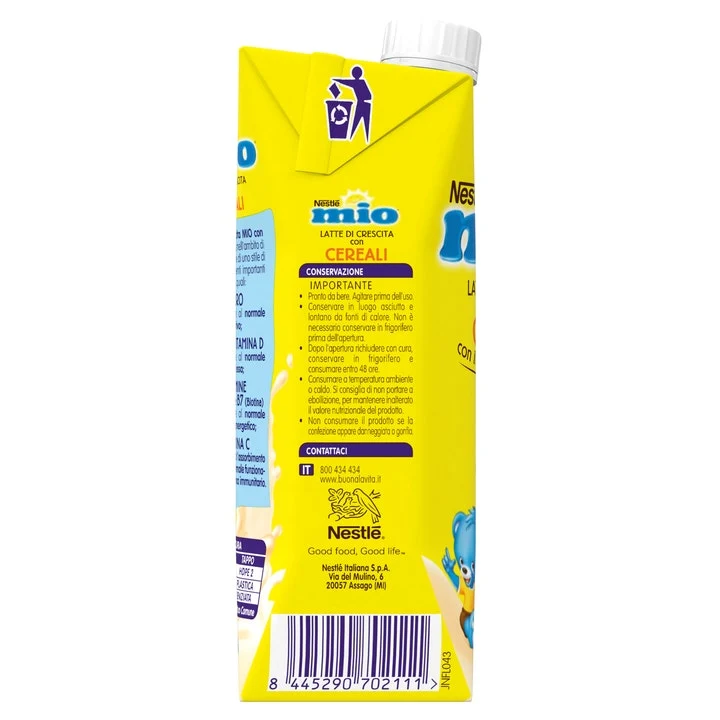 Nestlé Mio Latte Di Crescita Con Cereali Liquido Brick 500ml