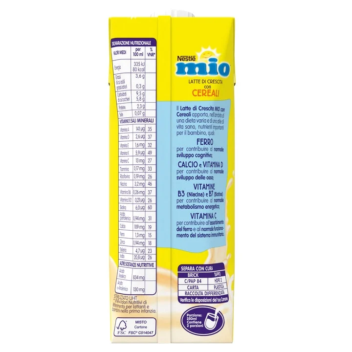 Nestlé Mio Latte Di Crescita Con Cereali Liquido Brick 500ml