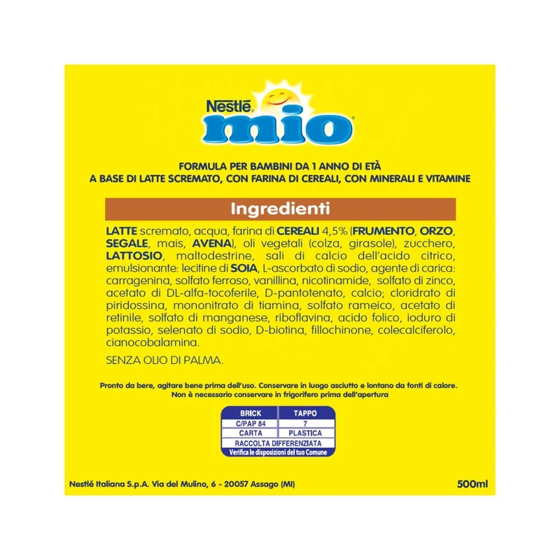 Nestlé Mio Latte Di Crescita Con Cereali Liquido Brick 500ml
