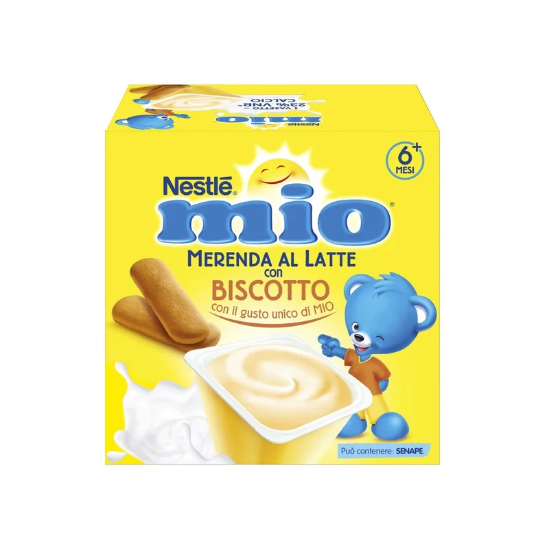 Nestlé Mio Merenda Al Latte Biscotto 4 Vasetti Da 100g