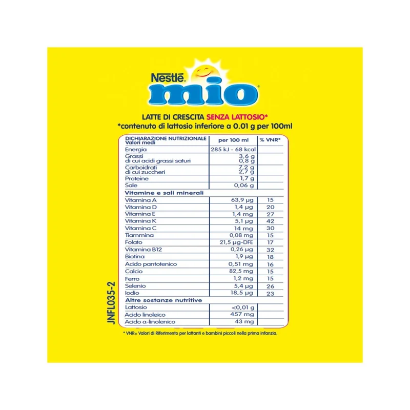 Nestlé Mio Latte Di Crescita Senza Lattosio Liquido Brick 500ml