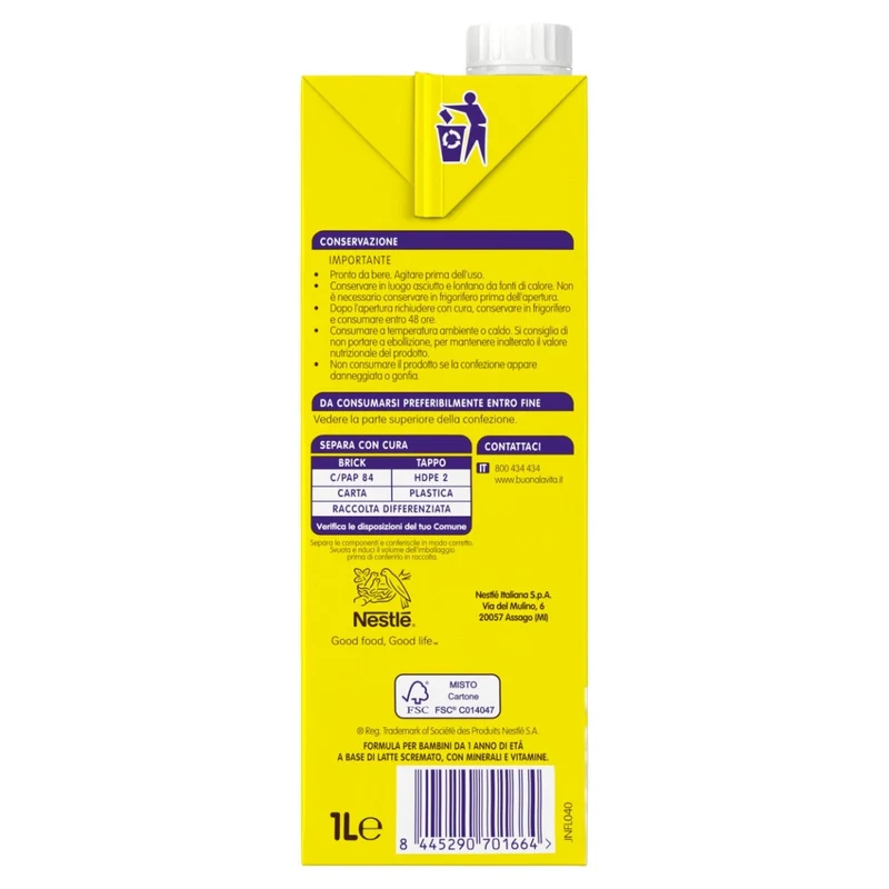 Nestlé Mio Latte Di Crescita Classico Liquido Brick 1 Litro