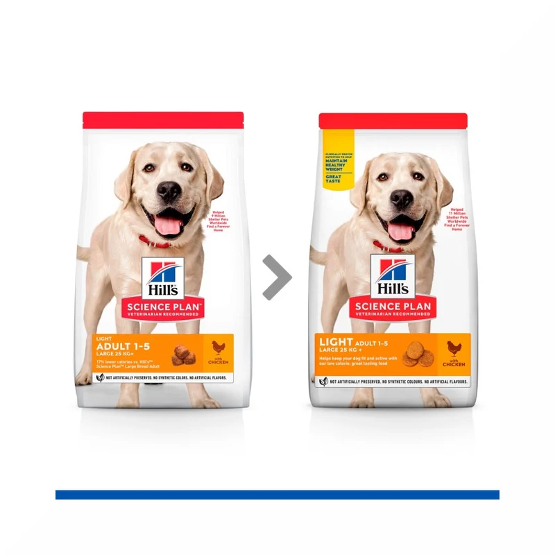 Hill's Science Plan Light Adult Crocchette Con Pollo Per Cani Taglia Large Sacco 14 Kg
