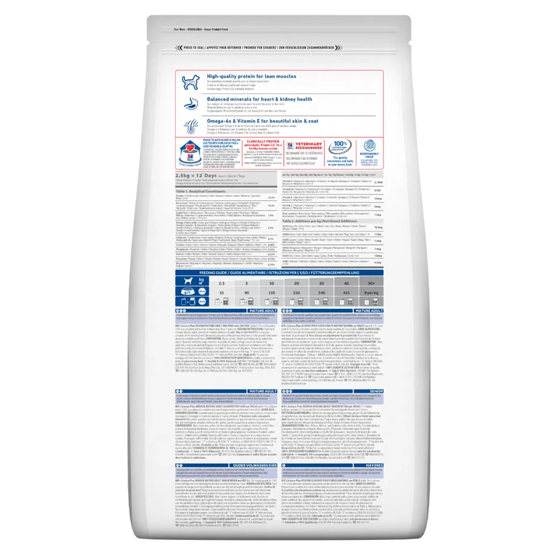 Hill's Science Plan Mature Adult 7+ Crocchette con Pollo per Cani Taglia Media Sacco 14 Kg
