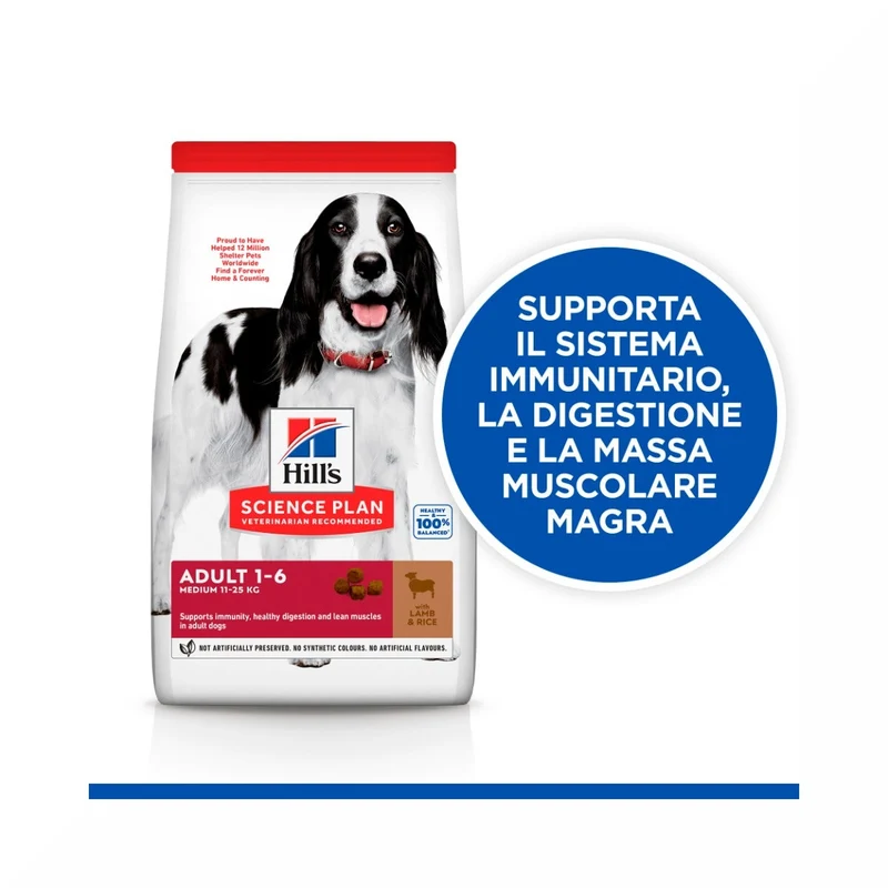 Hill's Science Plan Medium Adult Crocchette con Agnello e Riso per Cani Sacco 14 Kg