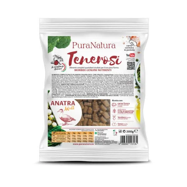 PuraNatura Tenerosi Anatra Cibo Secco Cani Adulti Sacco 200g