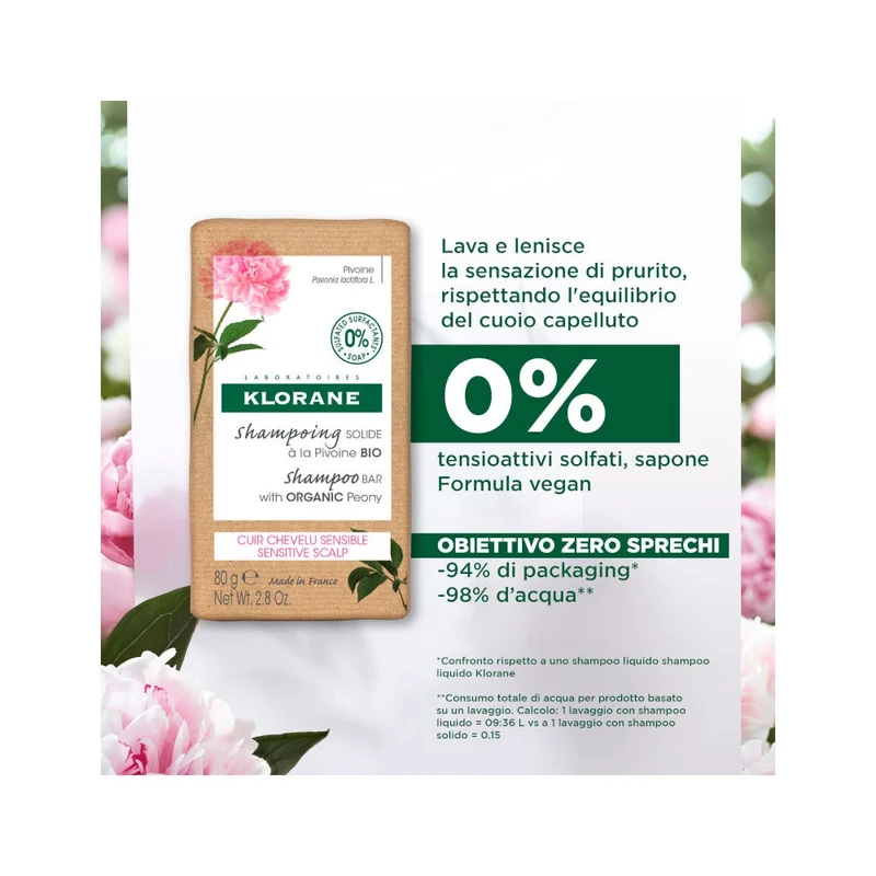 Klorane Shampoo Solido Lenitivo Peonia Bio 80g
