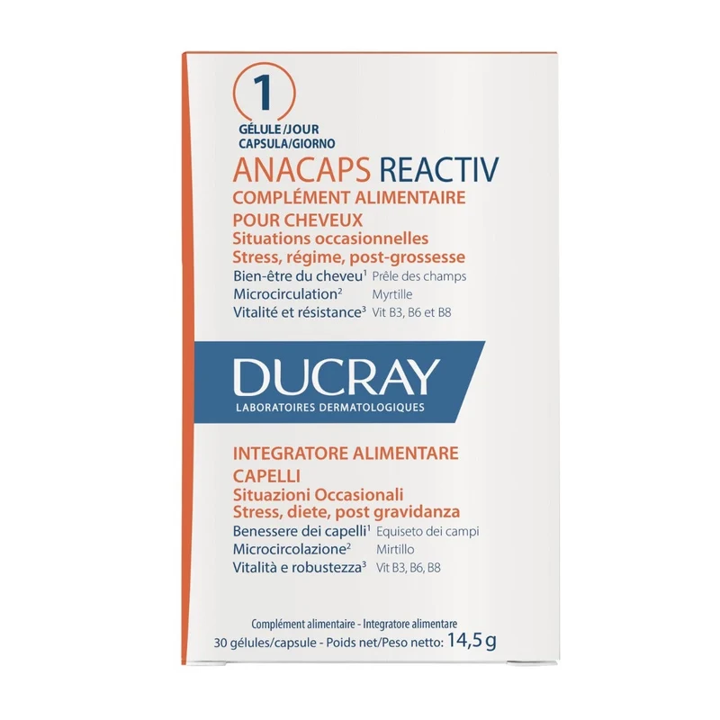 Ducray Anacaps Reactiv Integratore Alimentare Capelli 30 Capsule