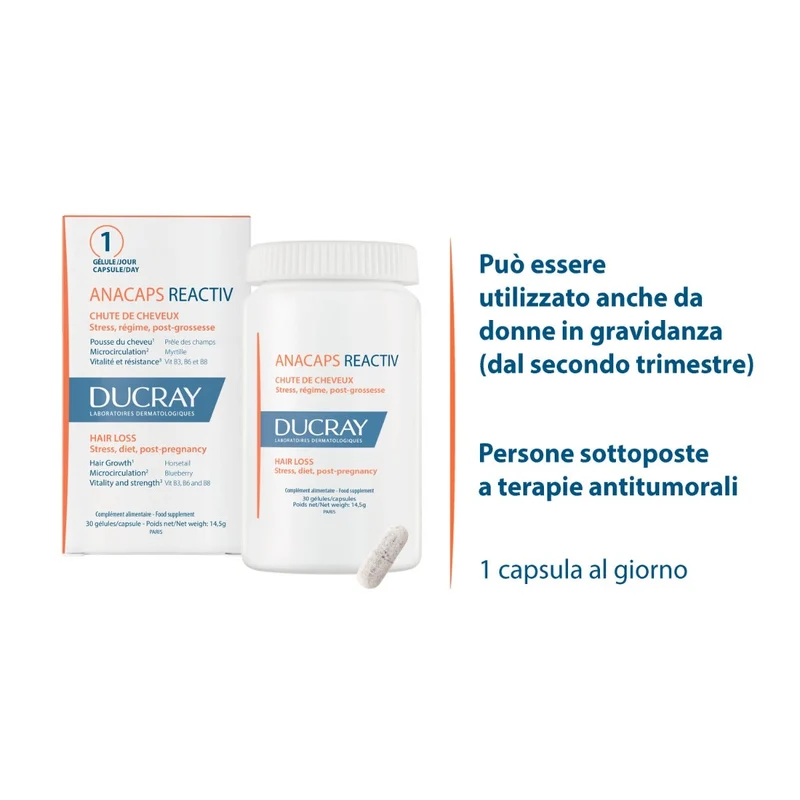 Ducray Anacaps Reactiv Integratore Alimentare Capelli 30 Capsule