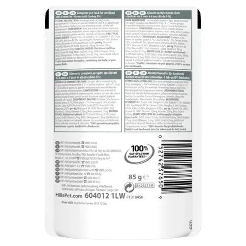 Hill's Science Plan Sterilised Cat Young E Adult Bocconcini Tacchino Per Gatti Bustina 85g