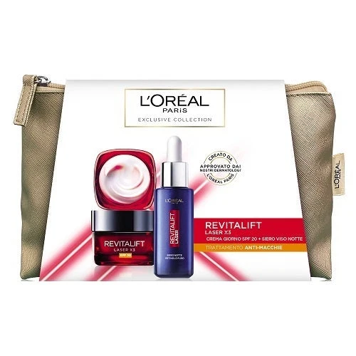L'Oreal Paris Kit Revitalif Trattamento Anti Macchie Crema Giorno SPF20 50ml + Siero Viso Notte 30ml