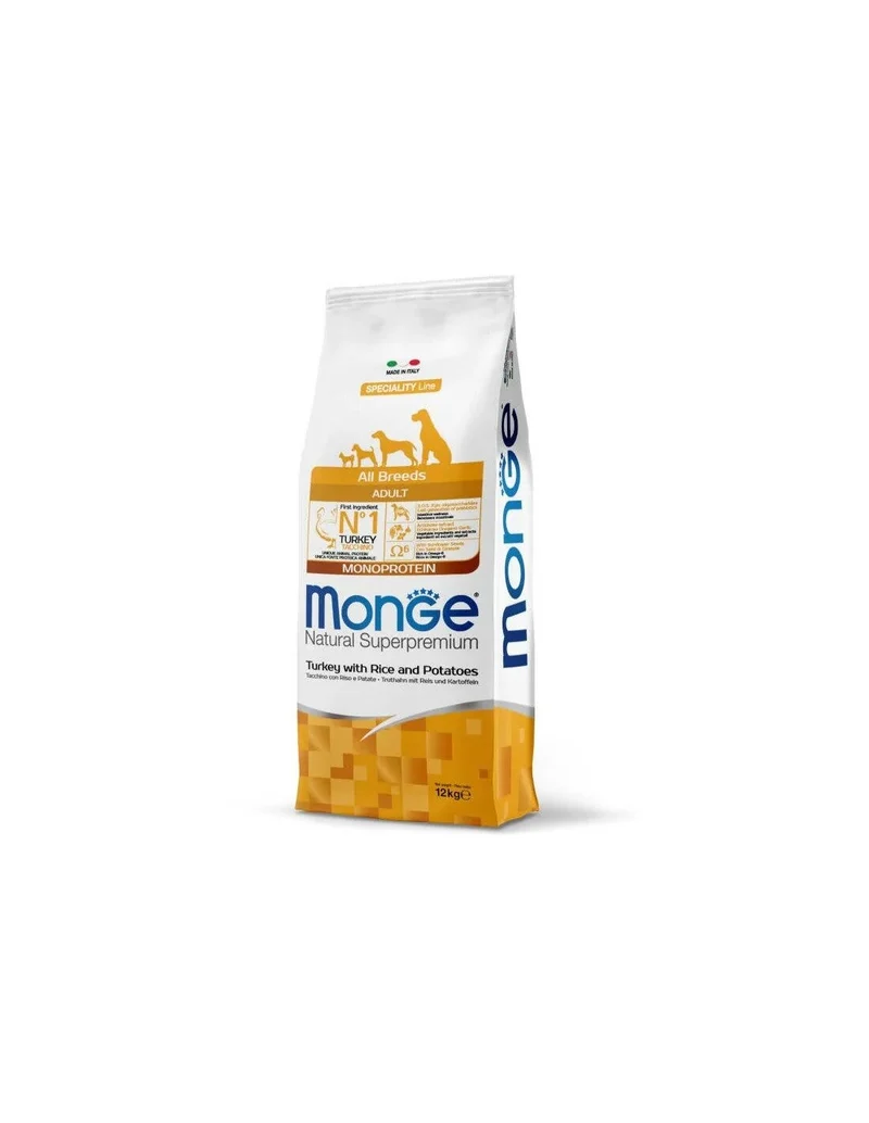Monge Natural Superpremium Monoprotein Cibo Secco Tacchino Riso E Patate Per Cani Adulti Tutte Le Taglie Sacco 12kg