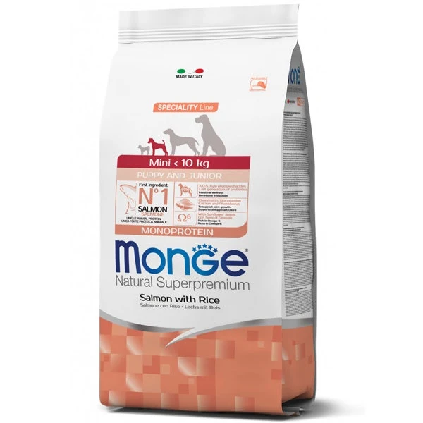 Monge Natural Superpremium Mini Salmone E Riso Cibo Secco Cani Cuccioli Taglia Piccola Sacco 7,5Kg